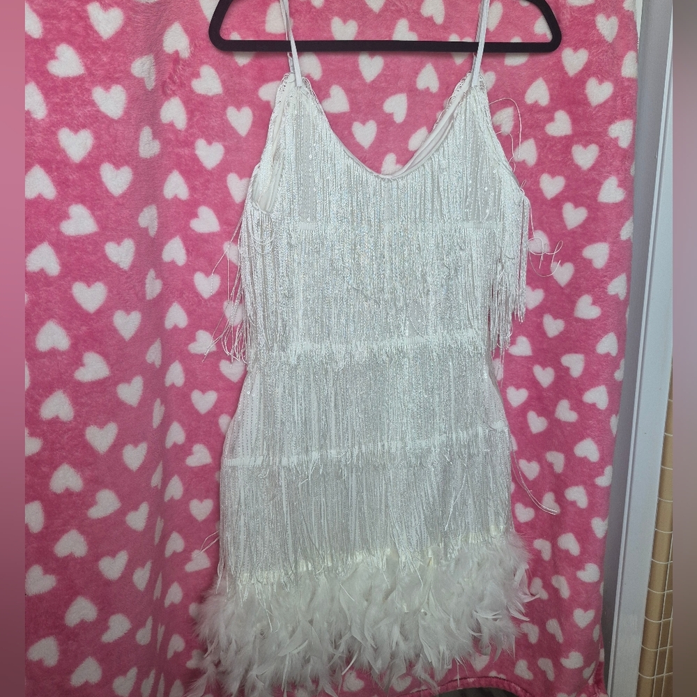 White Fringe Dress